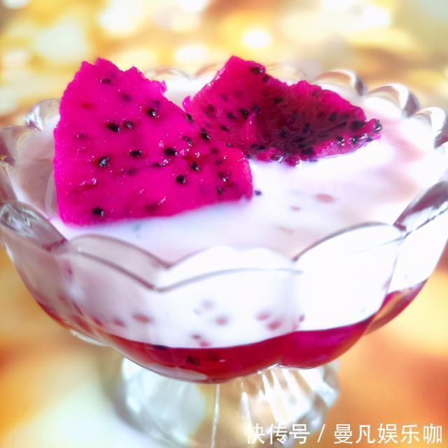 火龙果冻|火龙果冻西米撞奶，冰冰凉凉，健康甜品