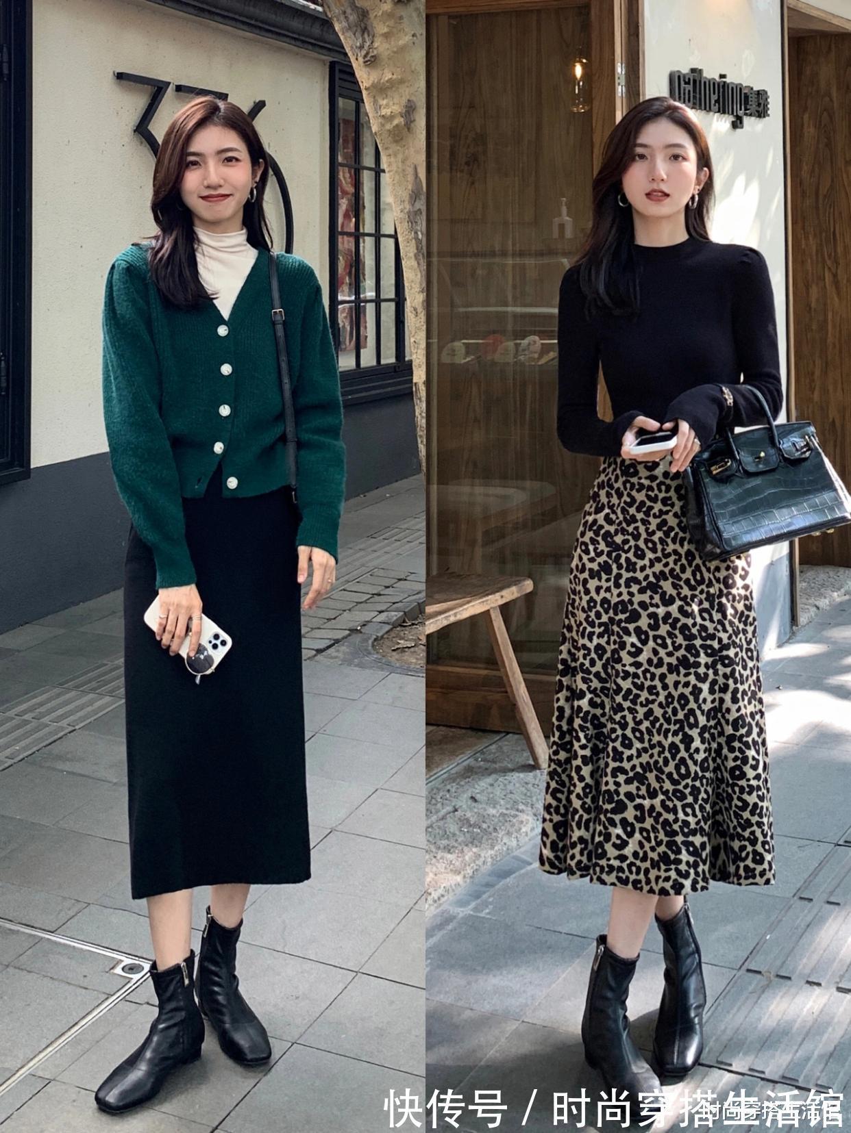 时髦|毛衣+半裙=2021年“万能”搭配公式,保暖时髦又减龄,谁穿谁美