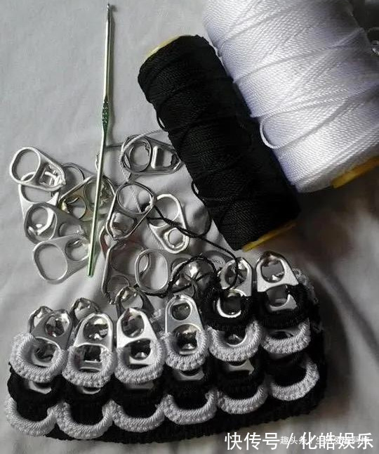 在易拉罐拉环上编织，钩成的包包耐看耐用！DIY变废为宝附教程