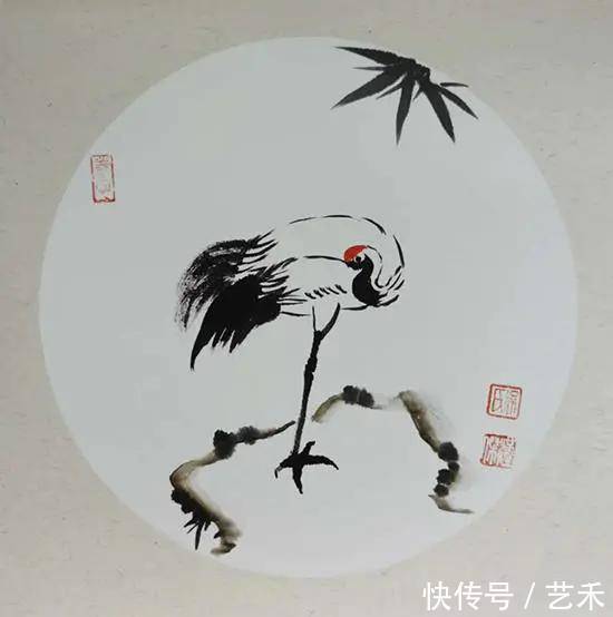  提名奖|道德模范提名奖获得者吴汉杰所画仙鹤