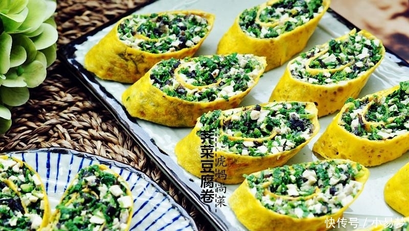 荠菜新吃法,卷起来蒸5分钟,清鲜软嫩,一口一个吃不停