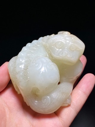 白玉!清 和田籽玉 脂白玉 独角兽