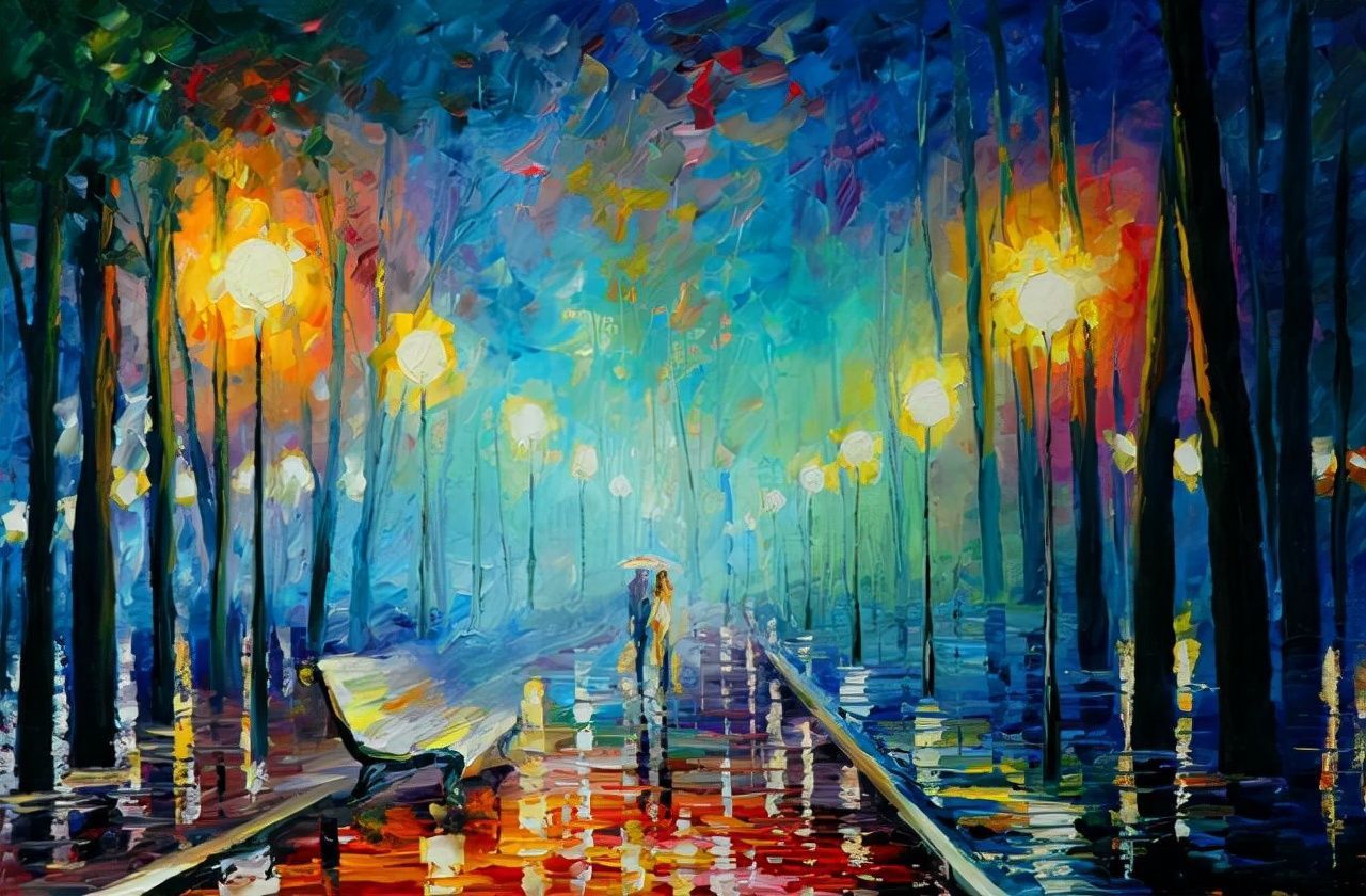 leonidafremov&现代印象以色列画家leonid afremov调色刀创作的缤纷炫丽油画