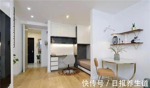 咖啡厅|巧妙的设计,50㎡户型放下两张床,还有咖啡厅、衣帽间和咖啡吧!