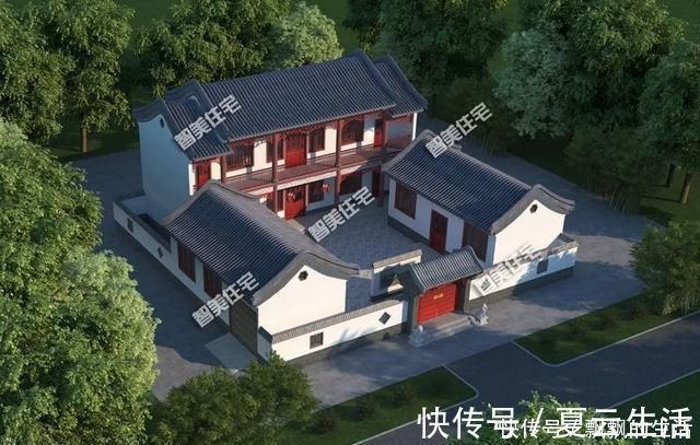 大户人家|新中式风格设计的两栋别墅,第二栋为三合院,这才叫大户人家