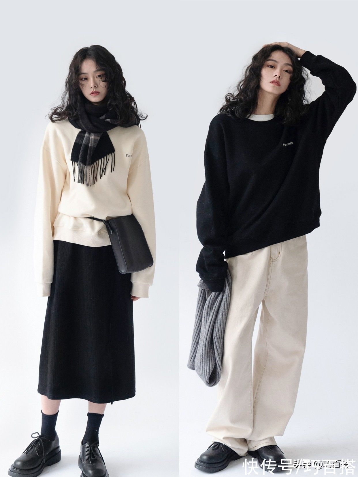 大衣|羽绒服大衣怎样穿不显臃肿？层次感是关键，上身简约高级气场足