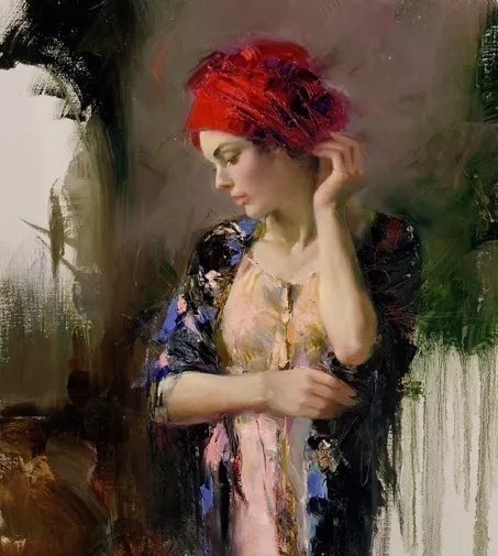人物#皮诺德埃尼的油画人物，色彩斑斓，动静结合，光彩照人