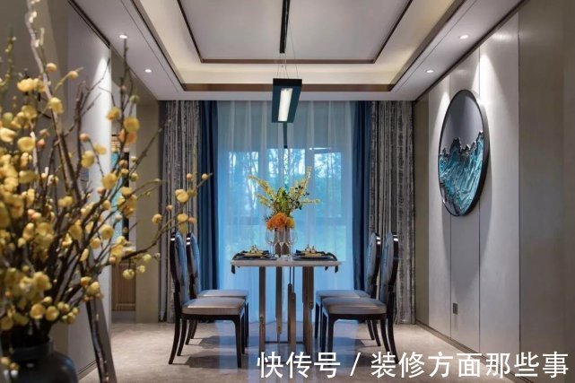 禅意|135平四居室设计,蓝色的新中式设计大开眼界