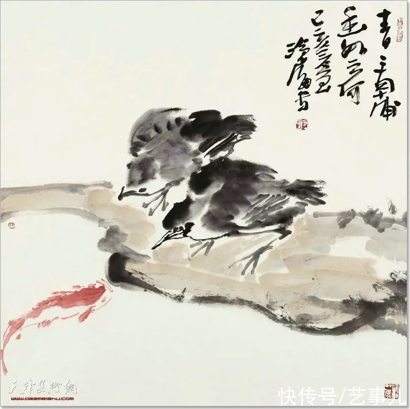 库尔勒!尹沧海教授荷花水禽作品欣赏:笔意简率自由 一派天趣自成