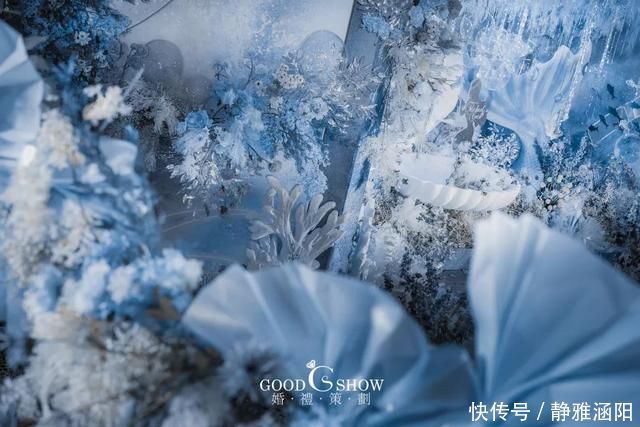 海洋风|梦幻美人鱼主题婚礼,雾霾蓝和白色的海洋风现场