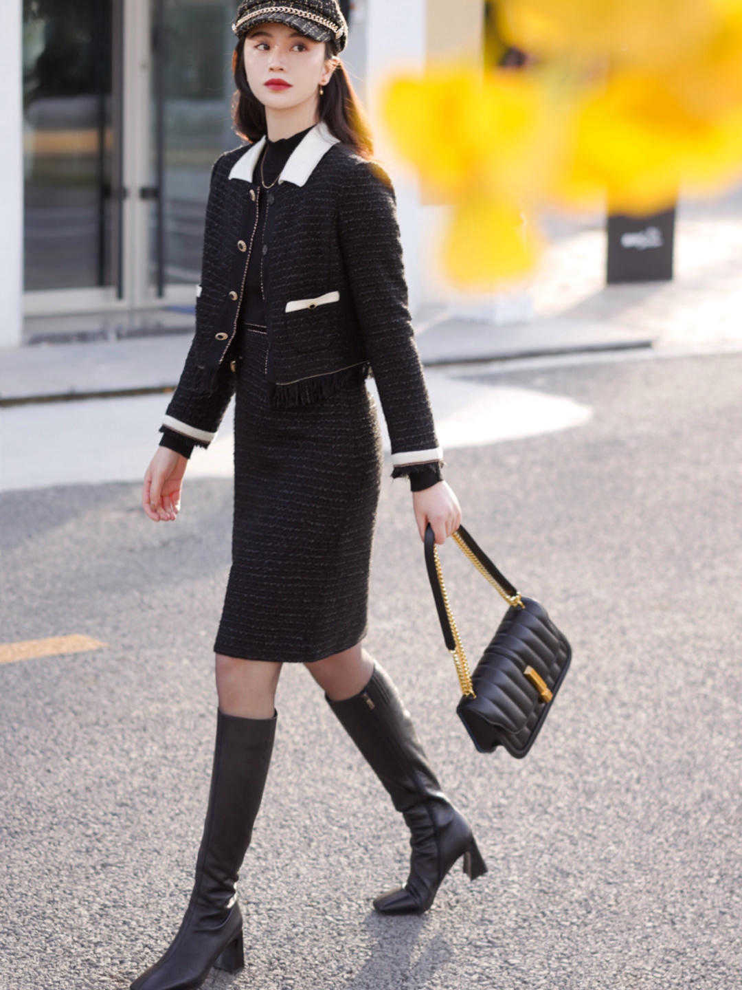 长筒靴 长筒靴不好驾驭?可以参考潮人的穿搭示范,优雅显腿长