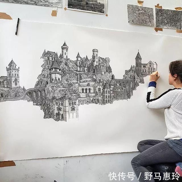 景观#一幅画用掉上百支笔，看到最后成果这么震撼，也就不觉得心疼了