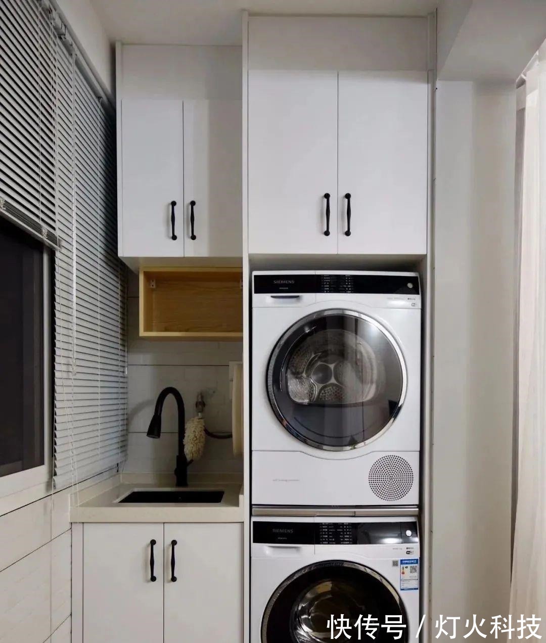 洗衣柜|阳台上的洗衣柜这样设计,不仅美观实用,还能多出一个洗漱台!