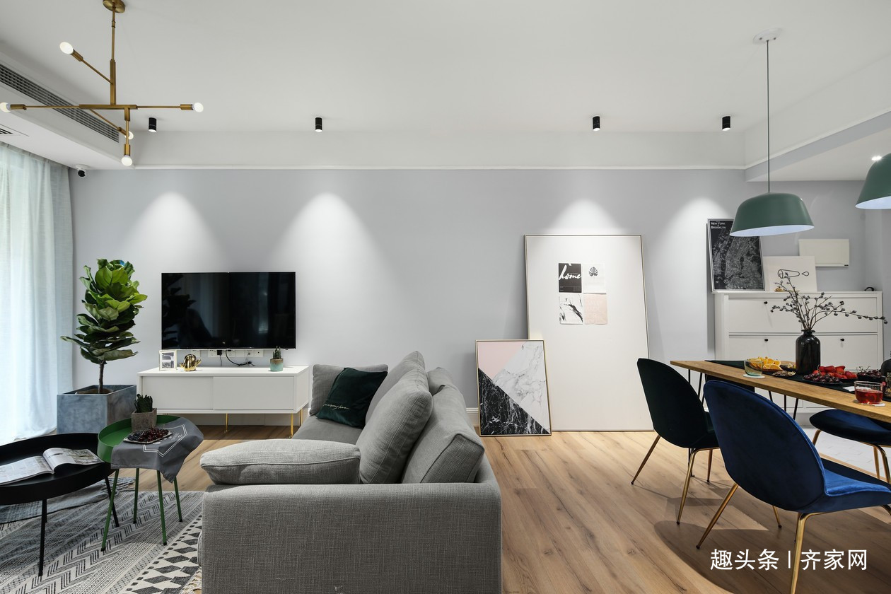 储物|107㎡北欧风,客餐厅一体,嵌入式储物,高效利用空间!