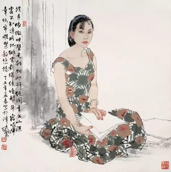 工笔画|国画:何家英画笔下的怜怜女儿态,不同寻常的美感!