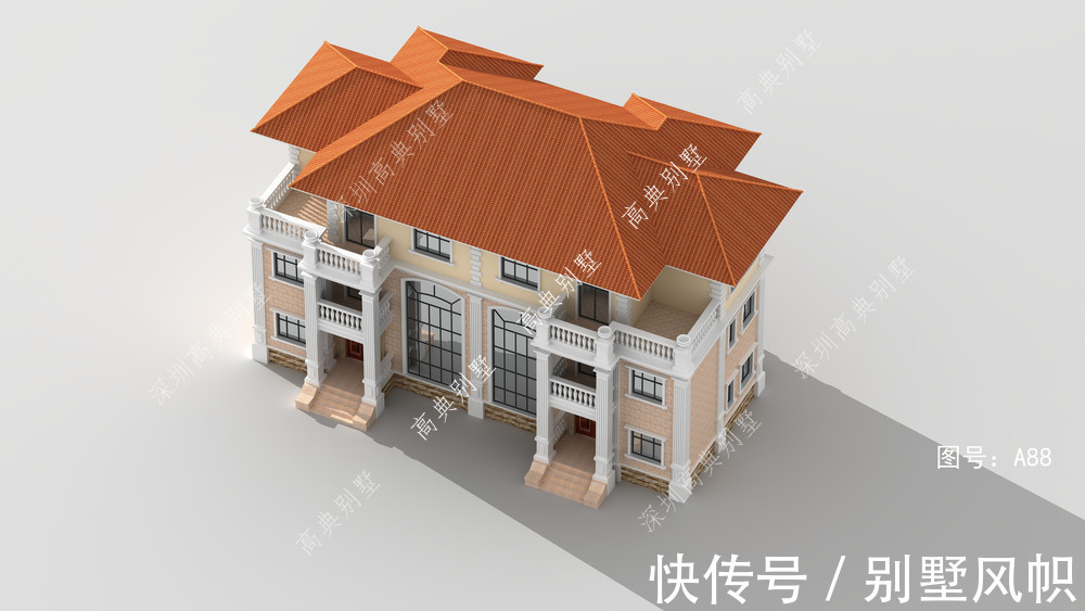 欧式别墅|这款双拼欧式别墅，豪华大气上档次，给人平稳的感觉。