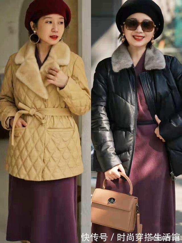 保暖 40、50岁中年女人,冬天这么穿羽绒服,不装嫩也不显老,真美