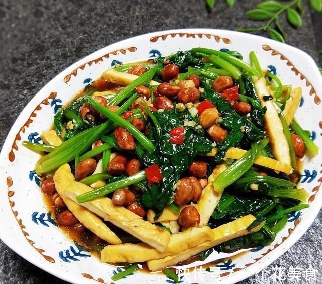 花生米|菠菜拌豆干,夏季凉拌菜,清爽又开胃!