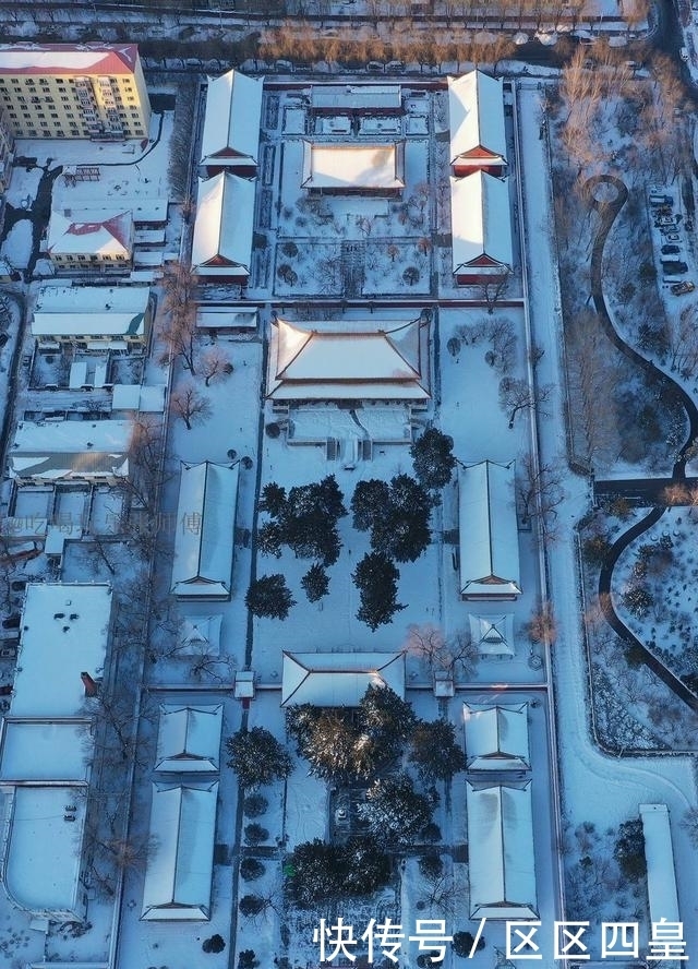 俯瞰东北最大文庙，哈尔滨文庙雪后静谧壮观！