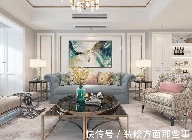 装修|123平轻奢风三居室,隐形门与电视墙融为一体