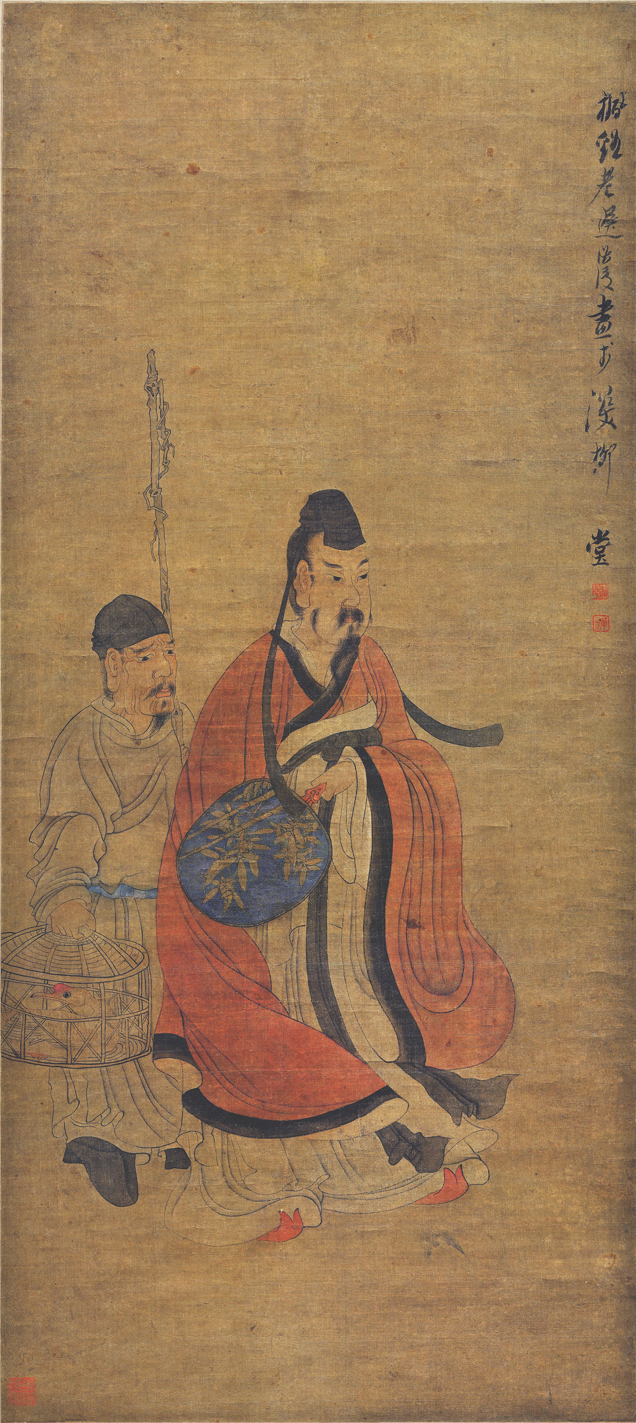 宁馨儿!『名画记』陈洪绶《羲之笼鹅图》,凝练沉着,高古脱俗