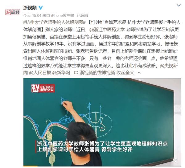 人体解剖图@惟妙惟肖！大学老师黑板上手绘人体解剖图