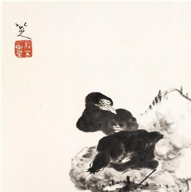 作品$八大山人的小品花鸟图:意境超过齐白石,笔法空灵布局巧妙大胆