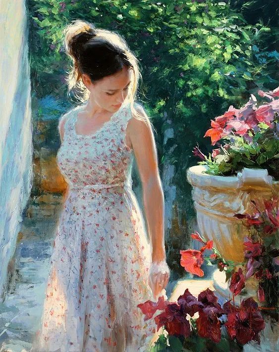 ·沃利戈夫|弗拉基米尔·沃利戈夫 的笔下，夏日繁花，娇媚女子，岁月静好