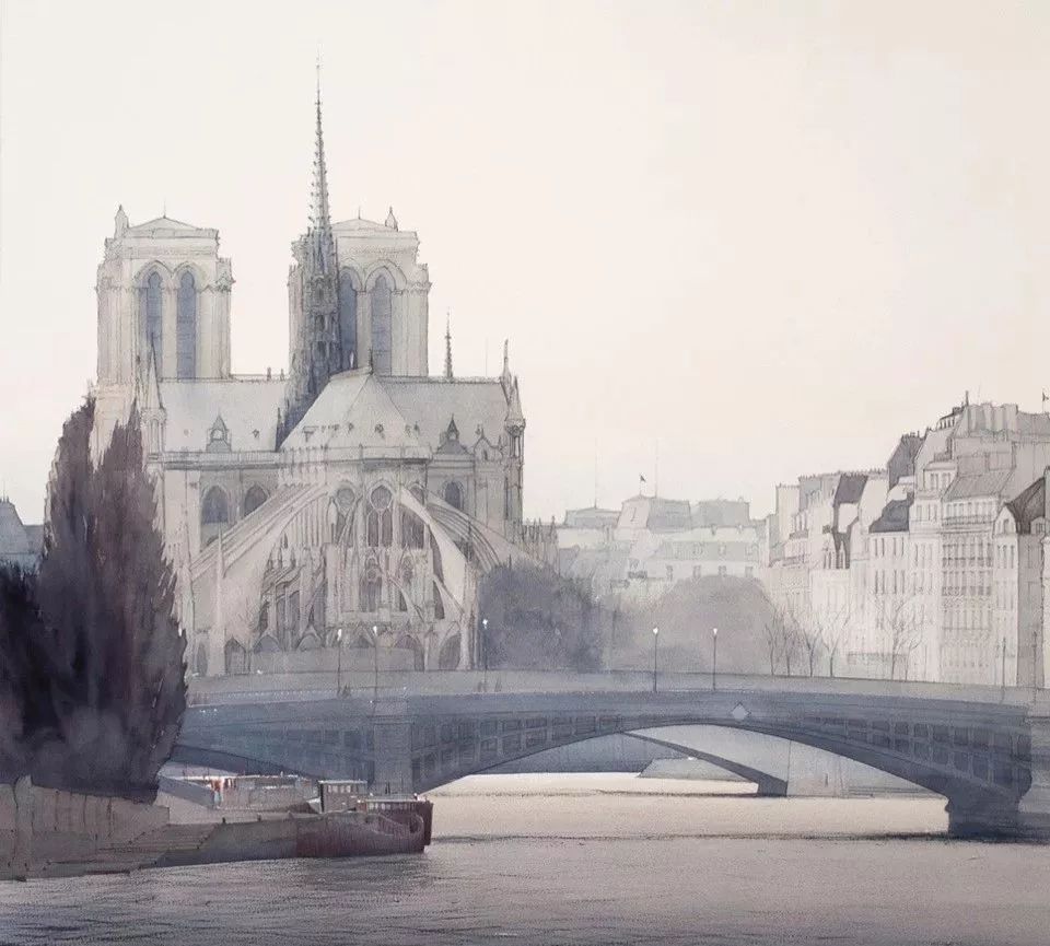 美术学院#Charles Villeneuve 的超美的城市风情水彩！