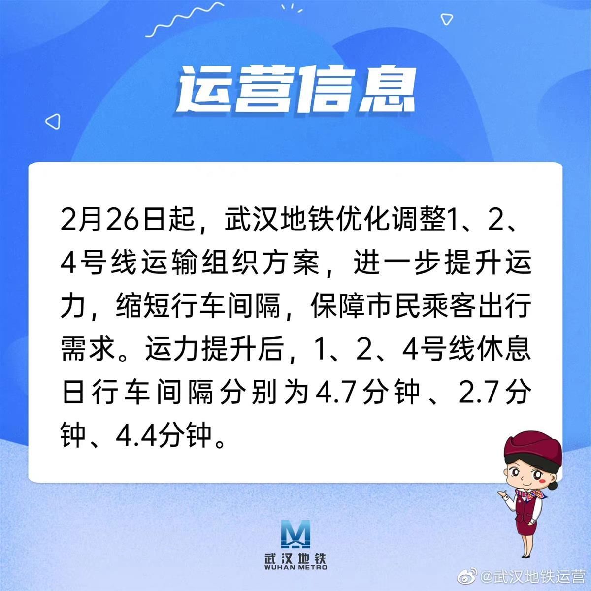 周末客流反超工作日：武汉地铁连续两天增加运力