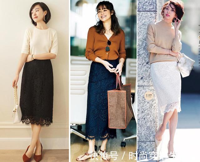 蕾丝|今年火了一种穿搭,叫“毛衣+半裙”,中年女人穿时髦又温暖