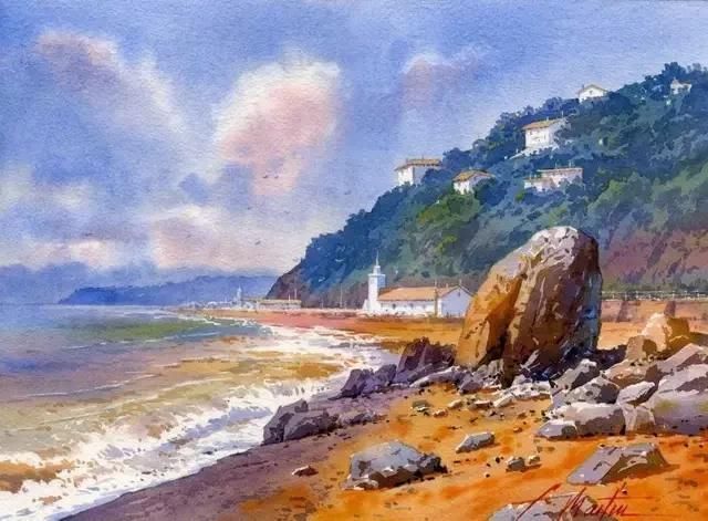 水色|西班牙艺术家的水彩风景画水色交融、生动自然,太迷人了