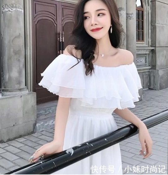 收腰|时尚穿搭,一字肩尽显收腰显瘦