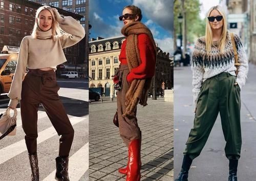 不追求甜美!深冬超火“毛衣+奶奶裤”穿搭:演绎帅气的大女人风