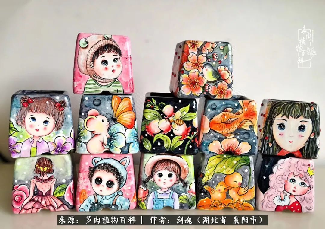 花盆|当美丽的多肉邂逅漂亮的手绘花盆,会是怎样的一种美