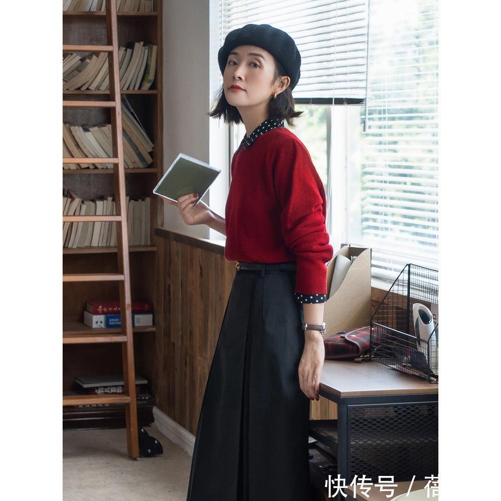 针织衫|秋冬“最流行”的红色穿搭,知性优雅又气质,30、40岁女人穿真美
