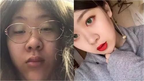 女大学生化妆前VS化妆后，效果堪比整容，男朋友看不出是同一人