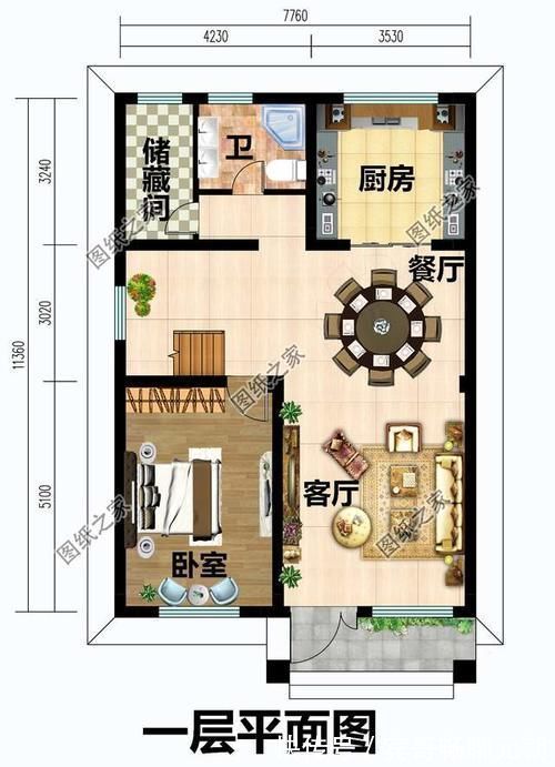 卧室|农村自建房设计图，两开间的户型也可以盖的很大气，清新有范