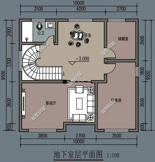 健身房|宽9米深10米怎么盖房？一楼2房一厅一卫怎么设计？