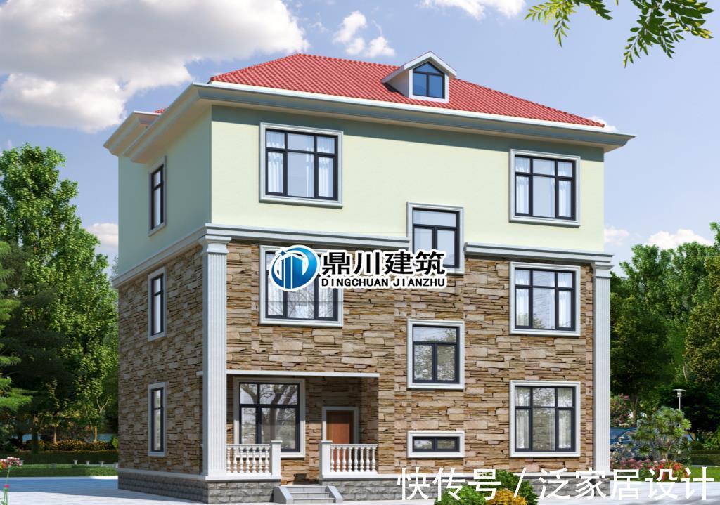 别墅|12×12.8米，三层农村别墅，复式挑高客厅，宽敞屋顶露台