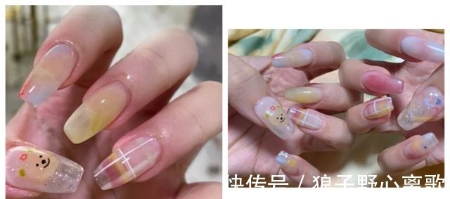 甲片|夏日漫画感透色美甲,色彩搭配很清爽,谁见谁不爱呢!