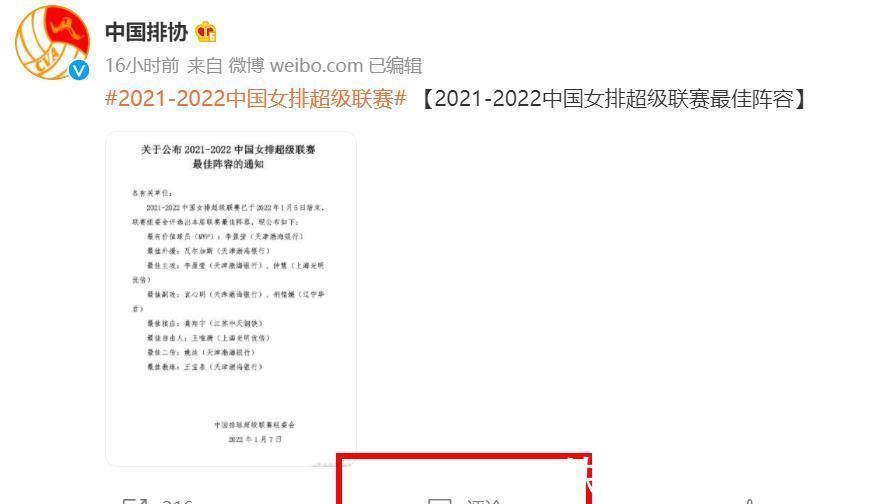最佳阵容|不满!女排最佳阵容两项荣誉归属引争议,做贼心虚?排协关掉评论