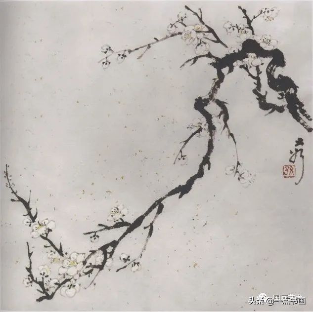 梅花$分享几组写意梅花创作示范