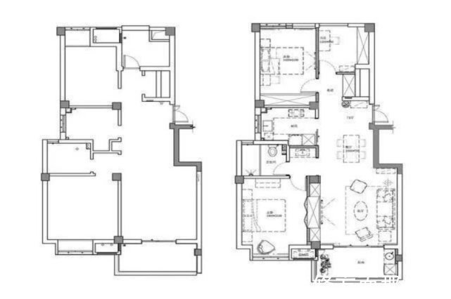 亚光砖|89平借用厨房空间将干区移到卫生间外,将电视墙改为柜子隔断