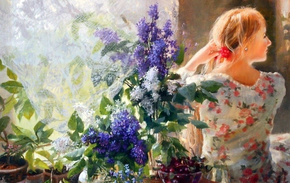 鉴赏#这组丁香花画的很漂亮，俄罗斯艺术家油画静物花卉作品鉴赏