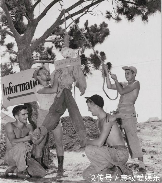 美国军队|太平洋战争末期照吊死东条英机，发疯的日本女人，被烧死的日寇