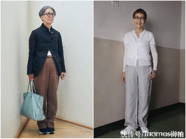 50至60岁的大妈，选择宽松冷淡色系的搭配，更加彰显优雅大方气质