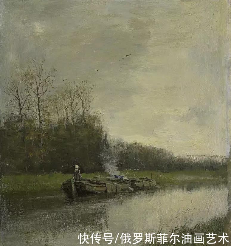 盛开的桃花|荷兰画家,海牙画派的代表人物~梵高妹夫的风景油画作品欣赏