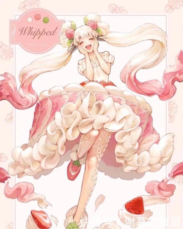 草莓|画师将食物娘化了,水蜜桃小姐软萌可爱,草莓小姐一眼倾心