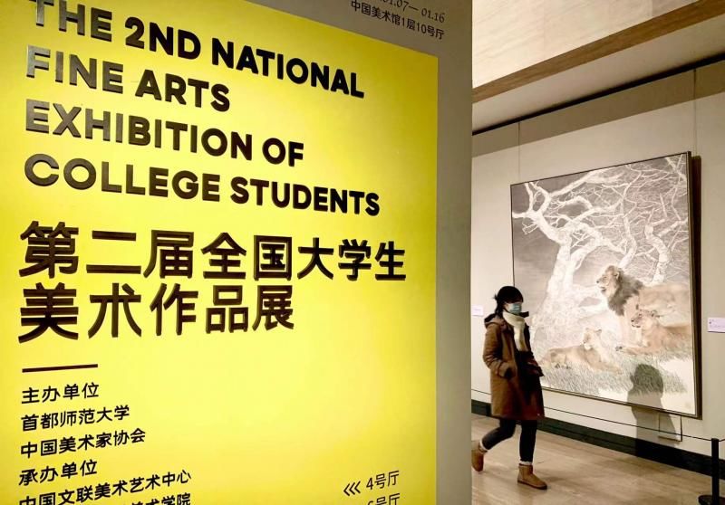 大学生$第二届全国大学生美术作品展在中国美术馆开幕